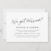 We Got Married Modern Script Wedding Elopement Einladung (Vorderseite)