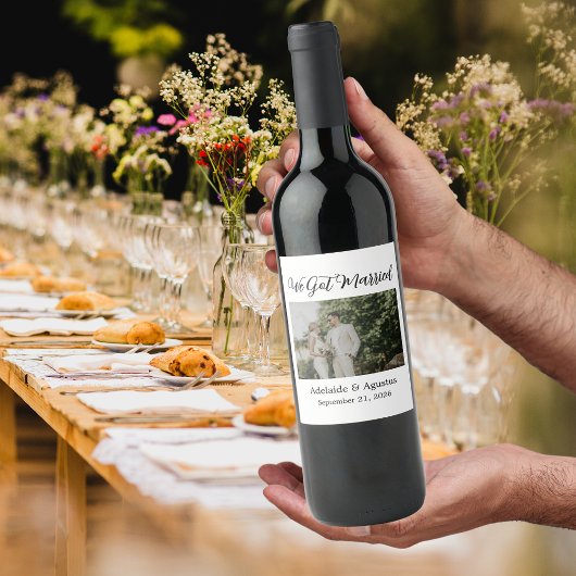 We Got Married Photo Food and Beverage Label Set Weinetikett
