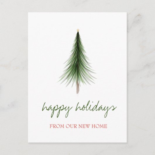 We Have Moved,Christmas Pine Tree Holiday Ankündigungspostkarte (Vorderseite)