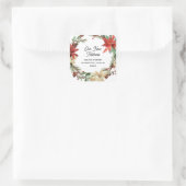 We Have Moved | Christmas Wreath | New Address Quadratischer Aufkleber (Tasche)