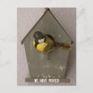 We have moved! - postcard (Birdhouse) Ankündigungspostkarte