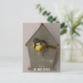 We have moved! - postcard (Birdhouse) Ankündigungspostkarte (Stehend Vorderseite)