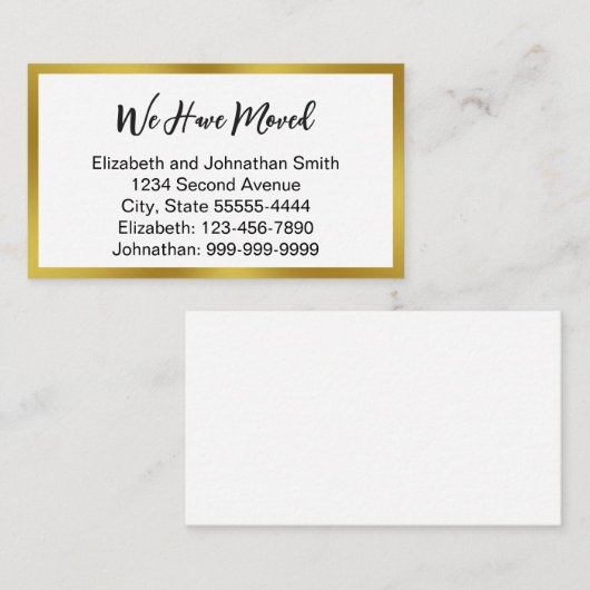 We Have Moved Script White Moving Announcement Begleitkarte (Vorne/Hinten)