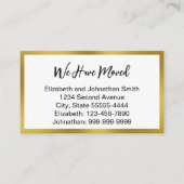 We Have Moved Script White Moving Announcement Begleitkarte (Vorderseite)