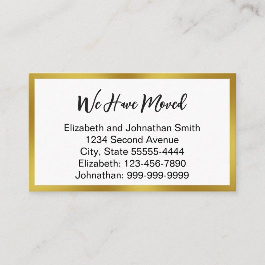 We Have Moved Script White Moving Announcement Begleitkarte (Vorderseite)