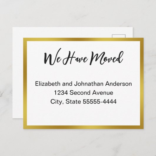 We Have Moved Script White Moving Announcement Postkarte (Vorne/Hinten)