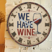 We Have Wine Rustic Wine Lover Kitchen Decor Große Wanduhr