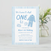 We Haven't Slept One Bit 1st Birthday Party Einladung (Stehend Vorderseite)