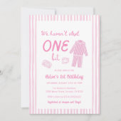 We Haven't Slept One Bit Pajama First Birthday Einladung (Vorderseite)