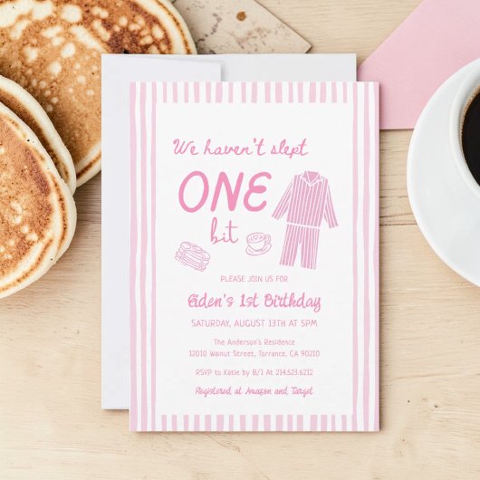 We Haven't Slept One Bit Pajama First Birthday Einladung