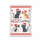 We Hiss You A Meowy Catmas Funny Cat Christmas Ugl Aufkleber (Vorderseite)