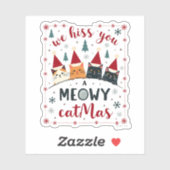 We Hiss You A Meowy Catmas Funny Cat Christmas Ugl Aufkleber (Blatt)