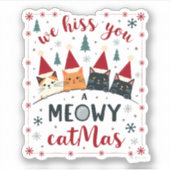 We Hiss You A Meowy Catmas Funny Cat Christmas Ugl Aufkleber (Vorderseite)