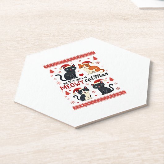 We Hiss You A Meowy Catmas Funny Cat Christmas Ugl Untersetzer (angewinkelt)