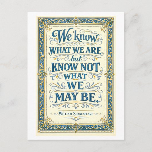 "We Know What We Are" Shakespeare Postkarte (Vorderseite)