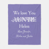 "We Liebe You AUNTIE" Individuelle Namen Lila Fleecedecke (Vorderseite)