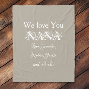 'We Liebe You Nana' Elegante Skriptnamen Soft Gray Fleecedecke