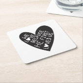 We love because he first loved us rechteckiger pappuntersetzer (angewinkelt)