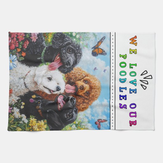 We Love Our Poodles Kitchen Towel Geschirrtuch (Horizontal)