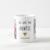 We Love You Auntie Gold Heart 2 Photo Collage Kaffeetasse (Mittel)