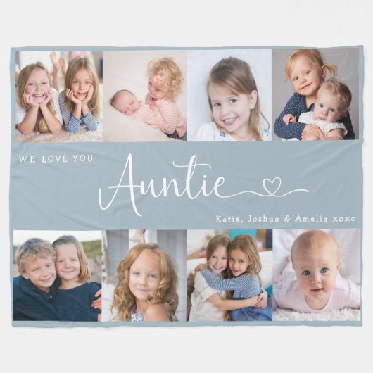 We Love you Auntie Script 8 Photo Modern Fleecedecke (Vorderseite (Horizontal))