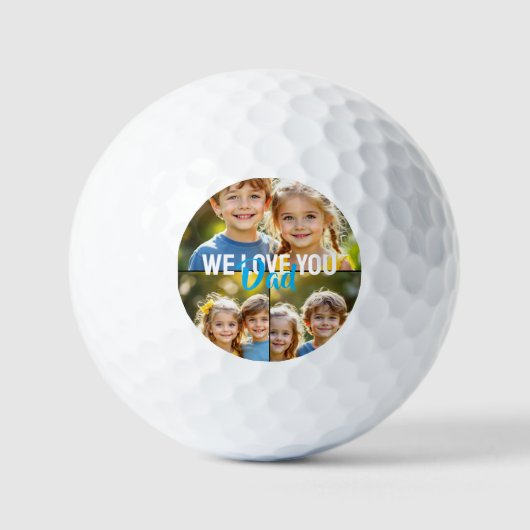 We Love You Dad Photo Collage Blue Golf Balls Golfball (Vorderseite)