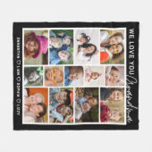 We Love You Grandma 13 Photo Collage Black Fleecedecke (Vorderseite (Horizontal))