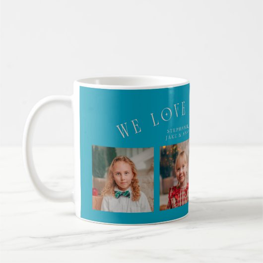 We Love You Grandma 4-Photo Aqua Peach Kaffeetasse (Links)