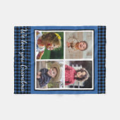 We Love You Grandma 4 Photo Collage Blue Plaid Fleecedecke (Vorderseite (Horizontal))
