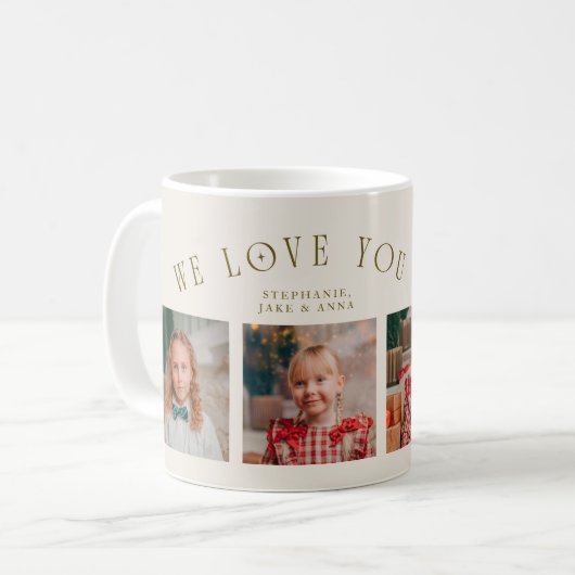We Love You Grandma 4-Photo Cream Kaffeetasse (Vorderseite Links)