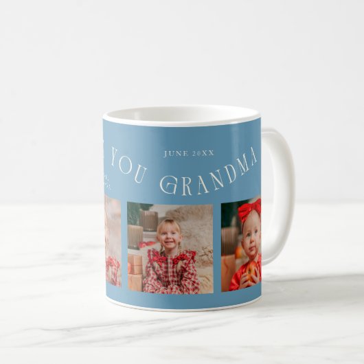 We Love You Grandma 4-Photo Denim Blue Kaffeetasse (VorderseiteRechts)