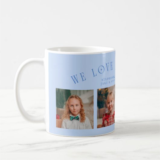 We Love You Grandma 4-Photo Icy Blue Kaffeetasse (Links)