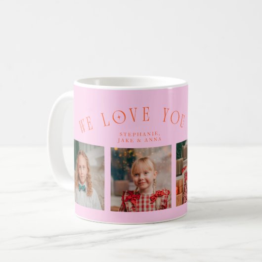 We Love You Grandma 4-Photo Orange Pink Kaffeetasse (Vorderseite Links)