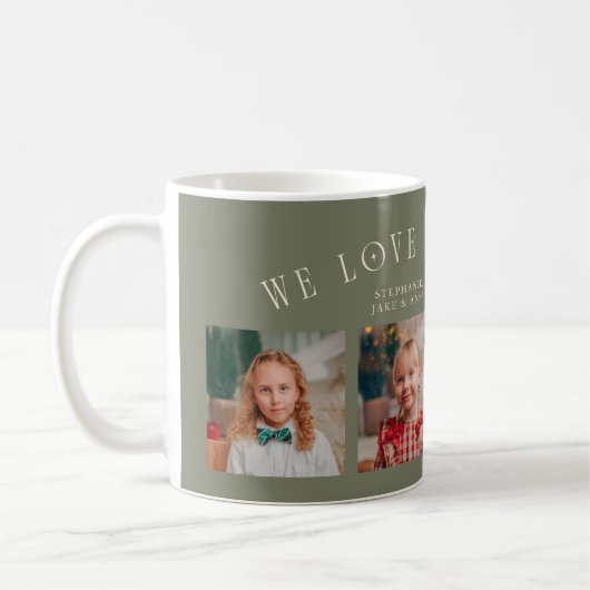 We Love You Grandma 4-Photo Sage Green Kaffeetasse (Links)