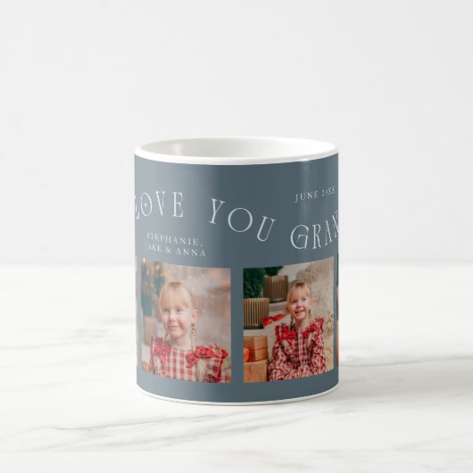 We Love You Grandma 4-Photo Slate Blue Kaffeetasse (Mittel)