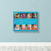 We Love You Grandma | 8 Photo Grid Aqua Peach Leinwanddruck (Insitu (Holzboden))