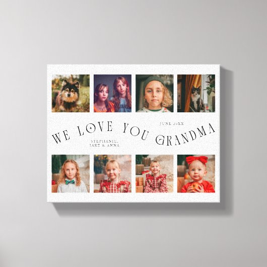 We Love You Grandma | 8 Photo Grid White Leinwanddruck (Vorderseite)