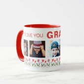 We love you Grandma Flowers 5 Photos Keepsake Tasse (Vorderseite Links)