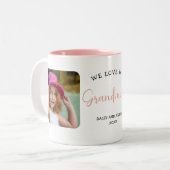 We Love you Grandma Script 2 Photo Modern Zweifarbige Tasse (Vorderseite Links)