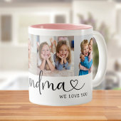 We Love you Grandma Script 4 Photo Modern Zweifarbige Tasse