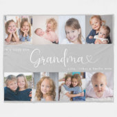 We Love you Grandma Script 8 Photo Modern Fleecedecke (Vorderseite (Horizontal))