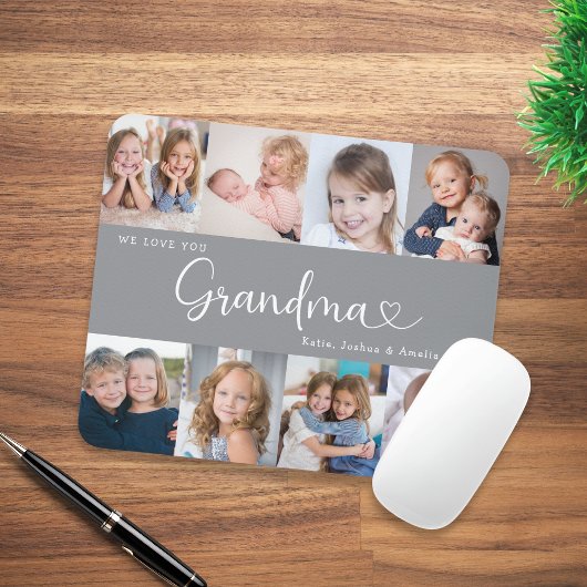 We Love you Grandma Script 8 Photo Modern Mousepad