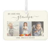 We Love You Grandpa 3 Photo Gray Script Autolufterfrischer (Rückseite)