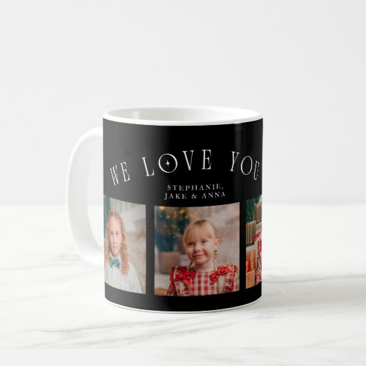 We Love You Grandpa 4-Photo Black Kaffeetasse (Vorderseite Links)
