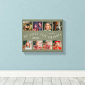 We Love You Grandpa | 8 Photo Grid Sage Green Leinwanddruck (Insitu (Holzboden))