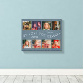 We Love You Grandpa | 8 Photo Grid Slate Blue Leinwanddruck (Insitu (Holzboden))