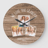 WE LOVE YOU GRANDPA Custom Photo Fathers Day Große Wanduhr (Vorderseite)