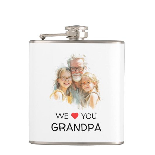 We Love You Grandpa Flask | Personalized Photo Flachmann (Vorderseite)