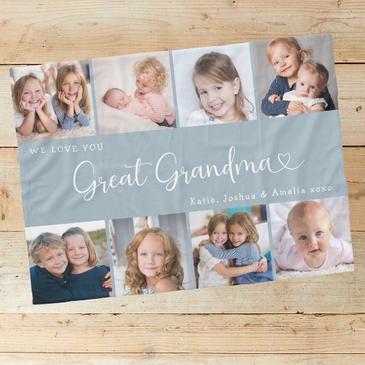 We Love You Great Grandma Photo Collage Heart Fleecedecke