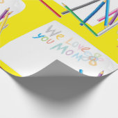 We Love You Mom Hand-Drawn Crayon Art Geschenkpapier (Ecke)